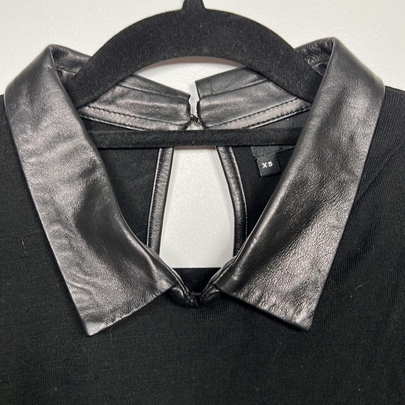 The Kooples black wool dress with leather collar, XS - Picture 4 of 7